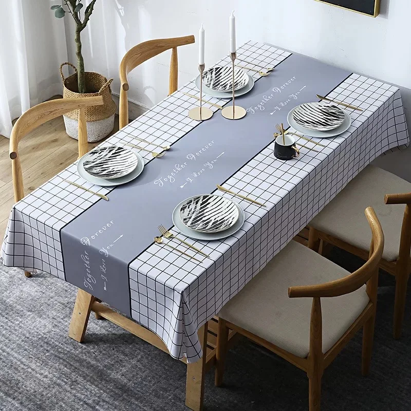 

Nordic PVC Tablecloth Wipeable Oilcloth Waterproof Customizable Dining Coffee Table Cover for Kitchen Picnic