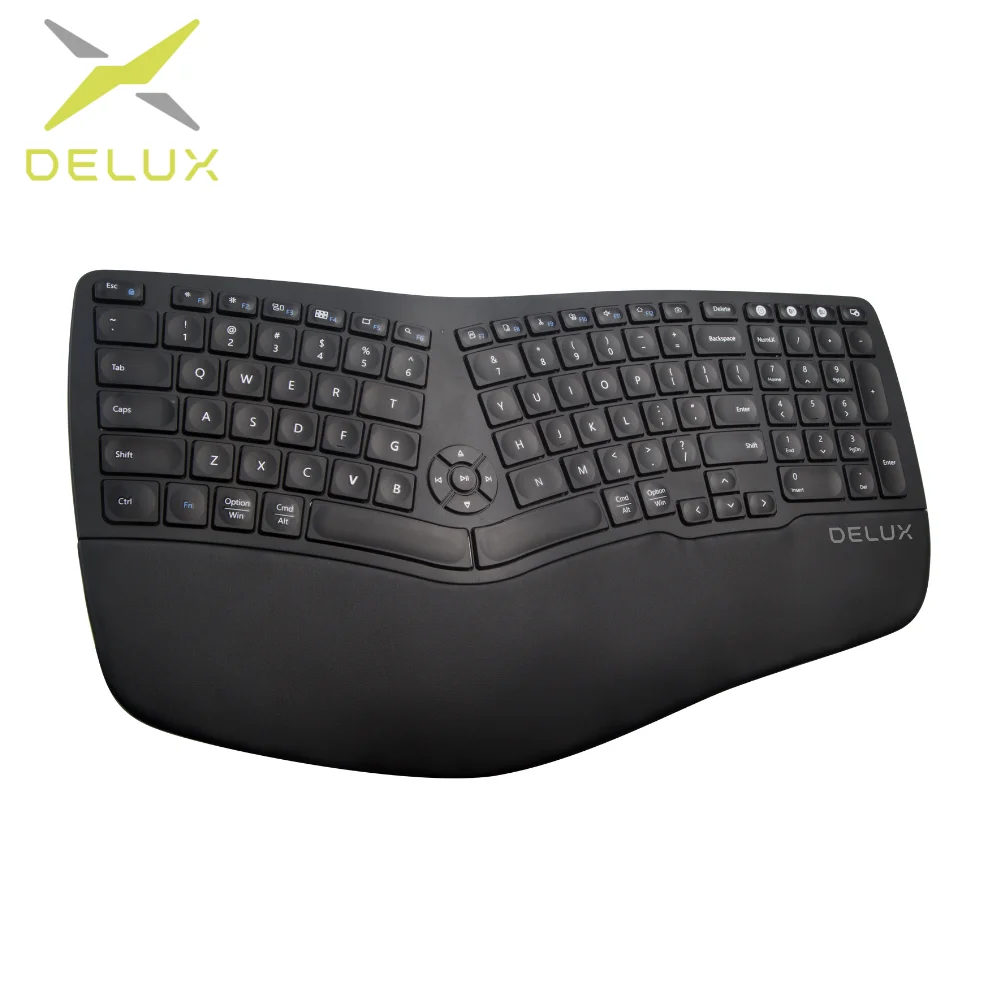 

Delux GM902 Ergonomic Wireless Keyboard 2.4Ghz + BT Scissor Switches Rechargeable Keypads For Laptop Computer