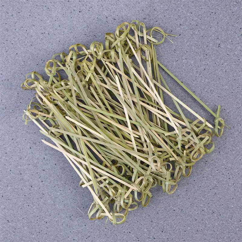 100 шт. одноразовые бамбуковые шампуры с узлом Коктейльные медиаторы скрученными