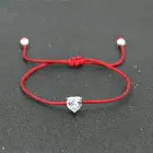 Браслет на веревочке серебряного цвета с кристаллами циркониевые шары, женский, с красной нитью, для пар, для влюбленных, с полудрагоценными камнями, бижутерия