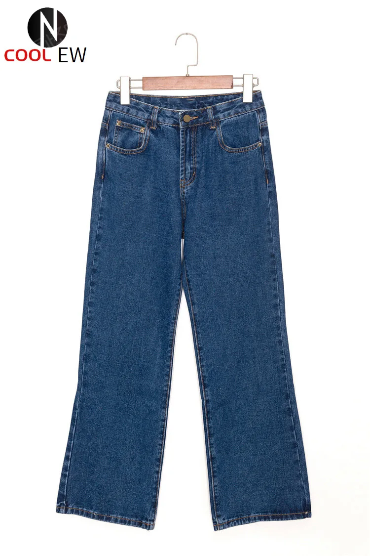

Women Casual Blue Denim Jeans - Ladies High Waist Denim Wide Leg Pants