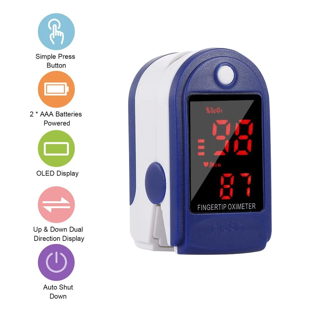 Medical Finger Oximeter Fingertip Pulse Oximeter Equipment SPO2 PR Heart Rate Monitor Blood Oxygen Saturation Health Care Meter