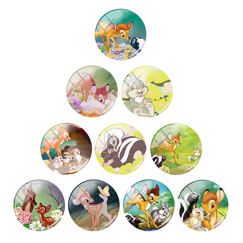 

Disney Animation Fawn Bambi 12mm/15mm/16mm/18mm/20mm/25mm Photo Glass Cabochon Dome Flat Back DIY Jewelry Creation