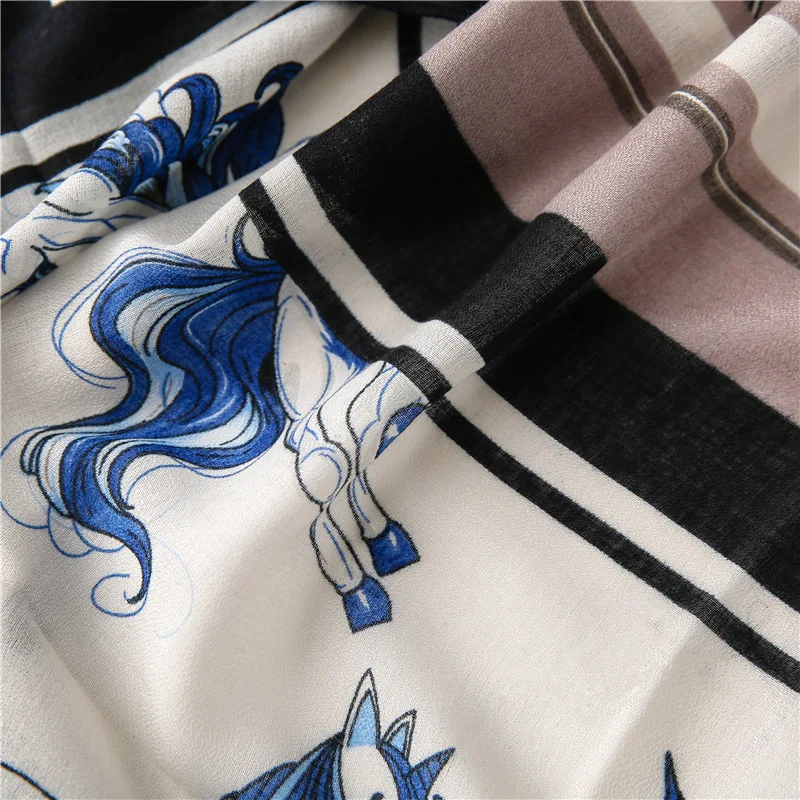

Luxury Brand 2020 New Hijab Scarves Classic Stripe Fashion Cotton Scarf Women Winter Version Wild Split Shawl Bandana Foulard