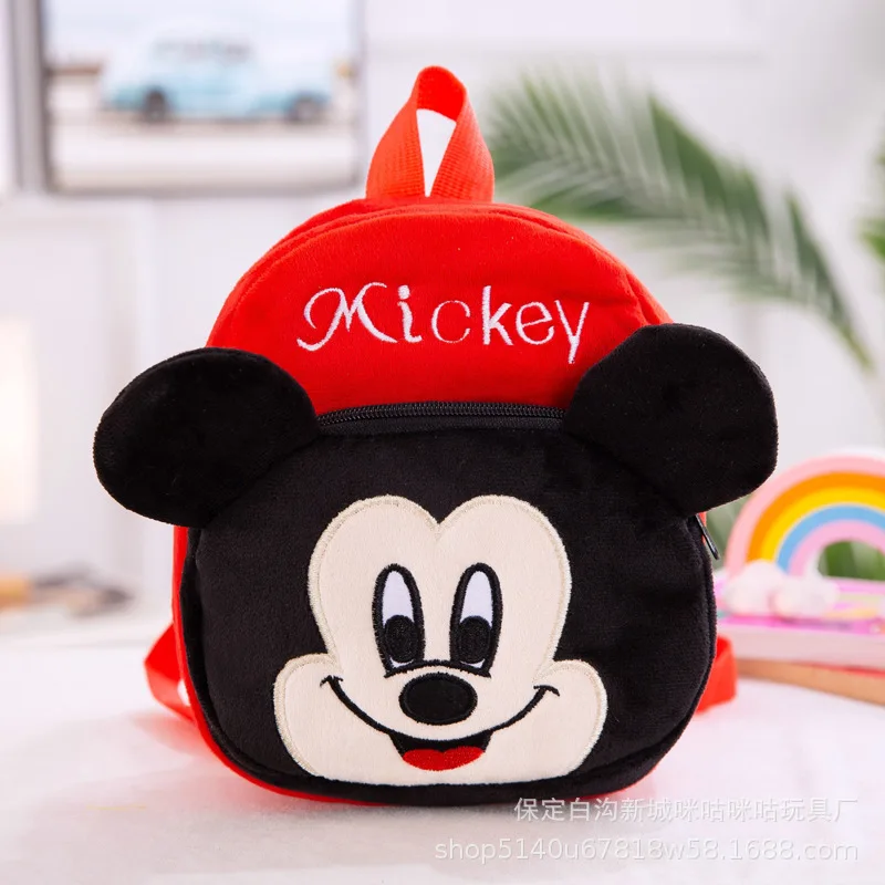 Disney Cartoon Plush Backpack for Girls Boys Mickey Mouse Minnie Winnie The Pooh Kids Kindergarten Schoolbag Soft Bookbags