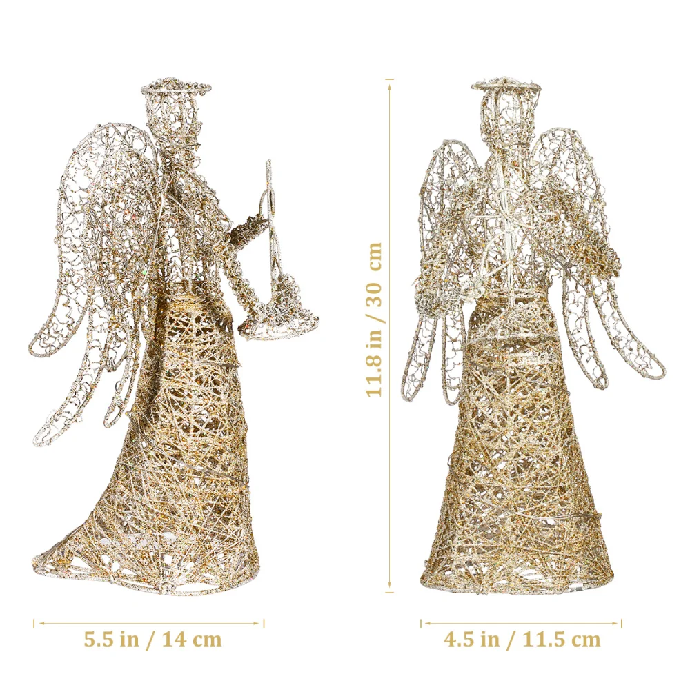 

Pretyzoom Christmas Angel Treetop Fashion Golden Christmas Tree Topper Battery Powered Charming Angel Tree Topper Christmas Xmas