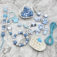 cute idea 1set silicone beads teether accessories pacifier bracelet chain toddle bpa free chewable teething soft baby product