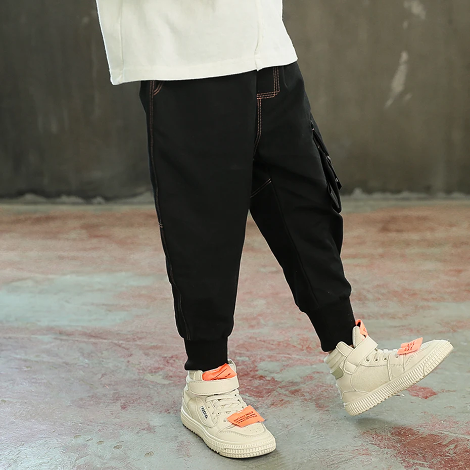 Штаны для мальчиков модные штаны шаровары повседневные карго детей осенняя