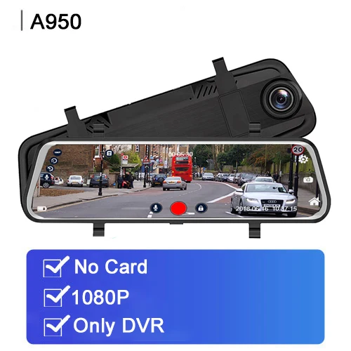 No rear lens No SD Двойной 1080P 1" поток зеркало заднего вида автомобиля DVR 2.5D экран супер ночного видения Dash Cam камера видео рекордер Авто Регистратор - Название цвета: No rear lens No SD