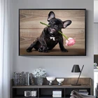Постер с изображением собаки, французского бульдога, животных, далматинцев, холст, рисунок, напечатанная картина, настенное украшение для дома, наклейка на стену
