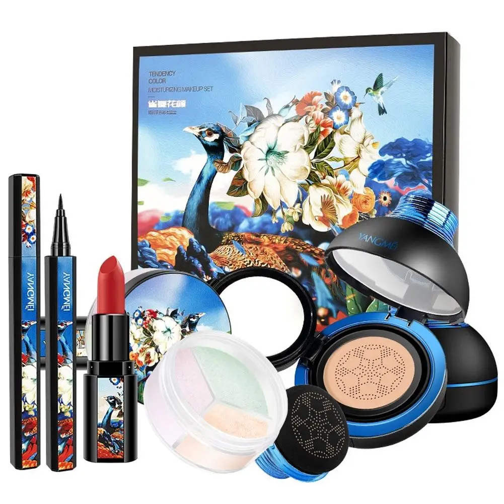 

5 шт./компл. женский косметический набор, тени для век, помада, карандаш для бровей, подводка для глаз, помада, консилер, косметический набор д...