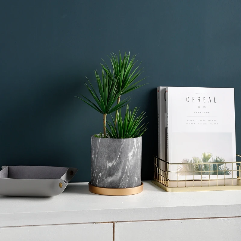 Горшки для цветов с черной мраморной текстурой керамические вазы садовые горшки