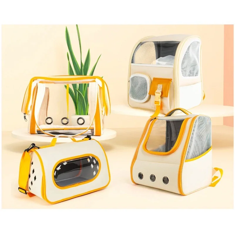 

Pet Kitten and Dog Shoulder Bag Cat Portable Transparent Outdoor Travel Messenger Bag Breathable Cat Cage Transport Backpack