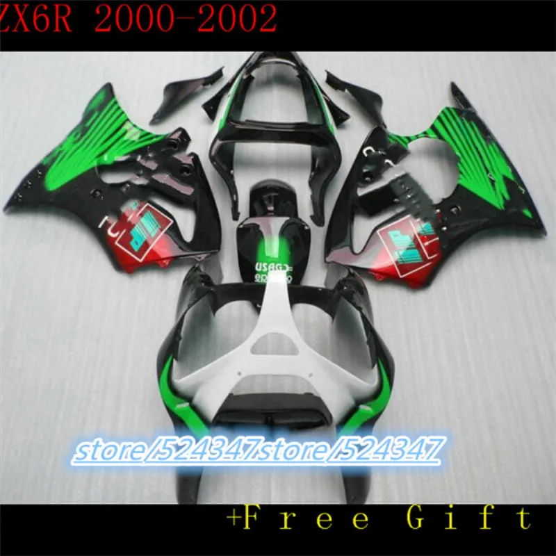 

Injection mold Fairing kit for KAWASAKI Ninja ZX6R 636 00 01 02 ZX 6R 2000 2001 2002 New Green Colorful Fairings set