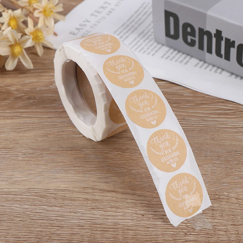 500 шт. спасибо за поддержку моего бизнес крафт-наклейки с золотым Фольга круглые