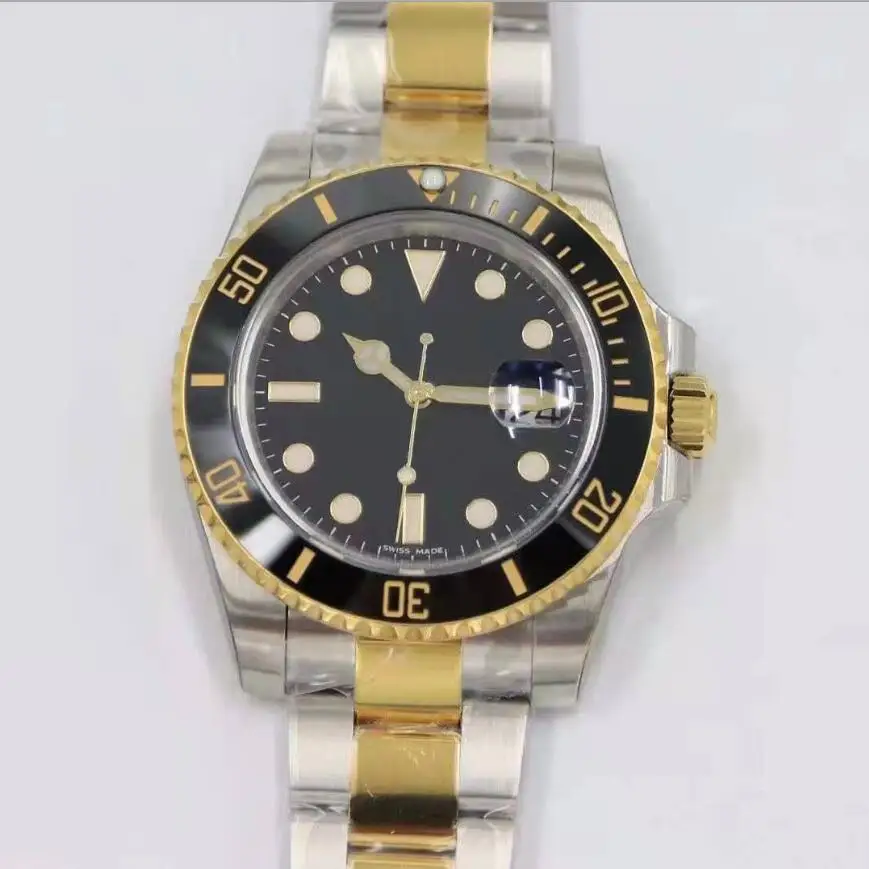 

2021 new models 40mm The Mens' Watches Calendar luxury Mechanical Watch 18k real gold Waterproof diving ceramics bezel