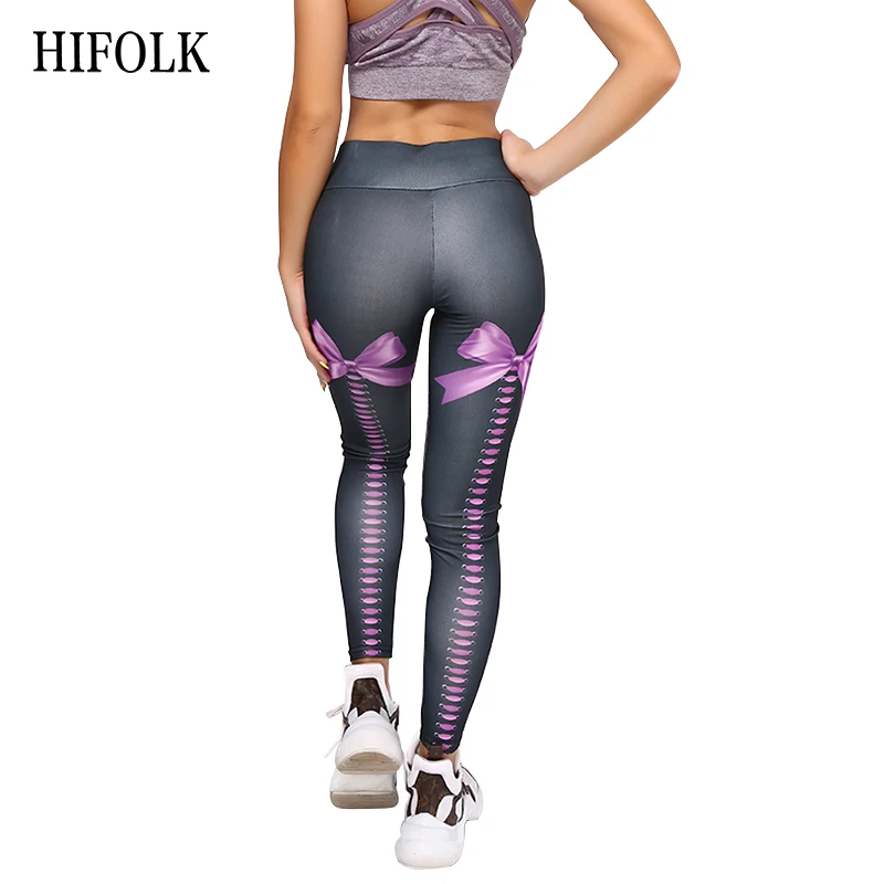 HIFOLK Женские повседневные леггинсы одежда для фитнеса пуш ап сексуальный бант