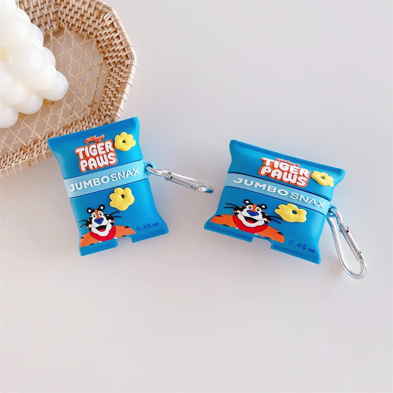 

For Airpods Pro Case,Tiger Paws Potato Chips Silicone Food Case For Airpods 1/2 Case For Kids