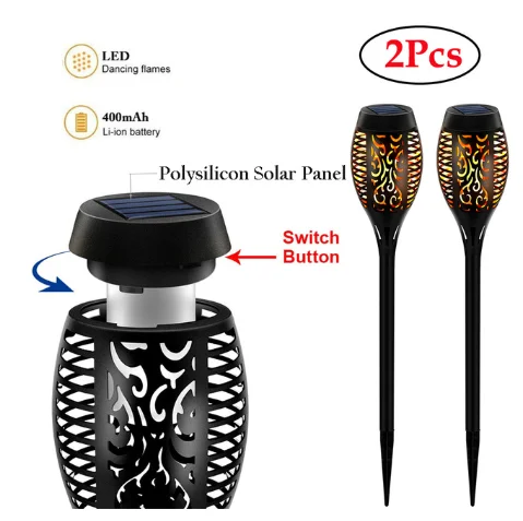 Светодиодный солнечный пламени светильник уличный IP65 Водонепроницаемый
