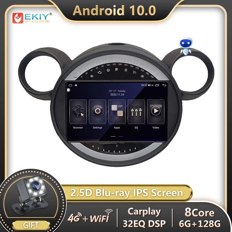 EKIY 6 + 128G Android Авторадио для BMW MINI Paceman Countryman R56 R60 2007 2014 автомобильное радио