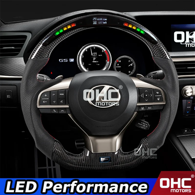 

LED Steering Wheel compatible for Lexus CT ES IS GS LS NX RX / ES200 ES300 ES350 Carbon Fiber Steering Wheel LED Performance