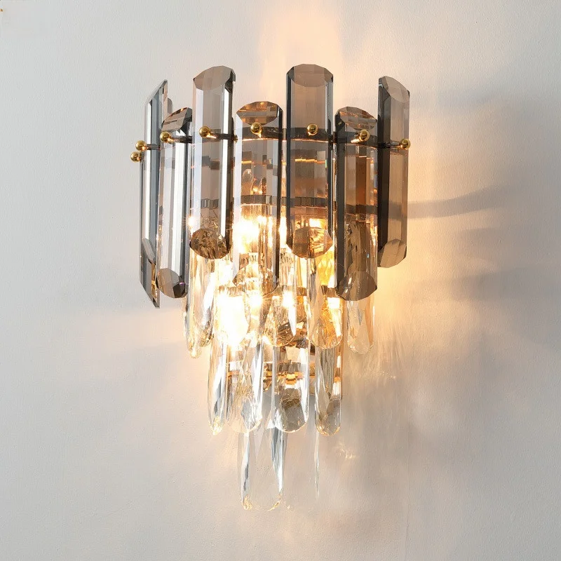 

Post Modern Luxury Crystal Led Wall Lamp Gold Metal Led Wall Light Living Room Decor Wall Sconce Bedroom Wall Luminaire Fixtures