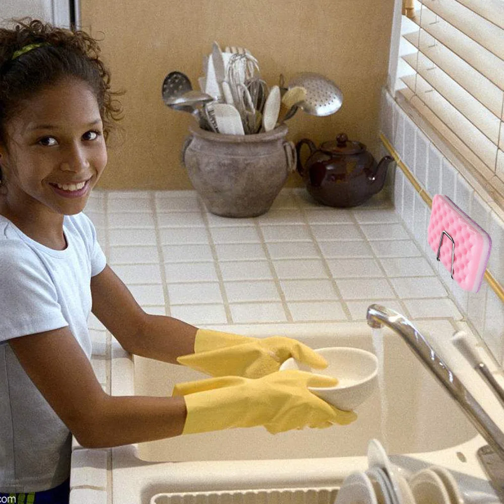 

1pc Sponge Drain Rack Stainless Steel Sponge Storage Rack Durable Kitchen Drain Holder Puch Free Sink Shelf For Kitchen