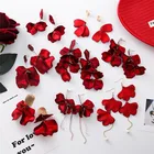 Модные висячие серьги с красными цветами и кисточками, висячие серьги, серьги-гвоздики для женщин, женские Украшения, Аксессуары, акриловые длинные серьги