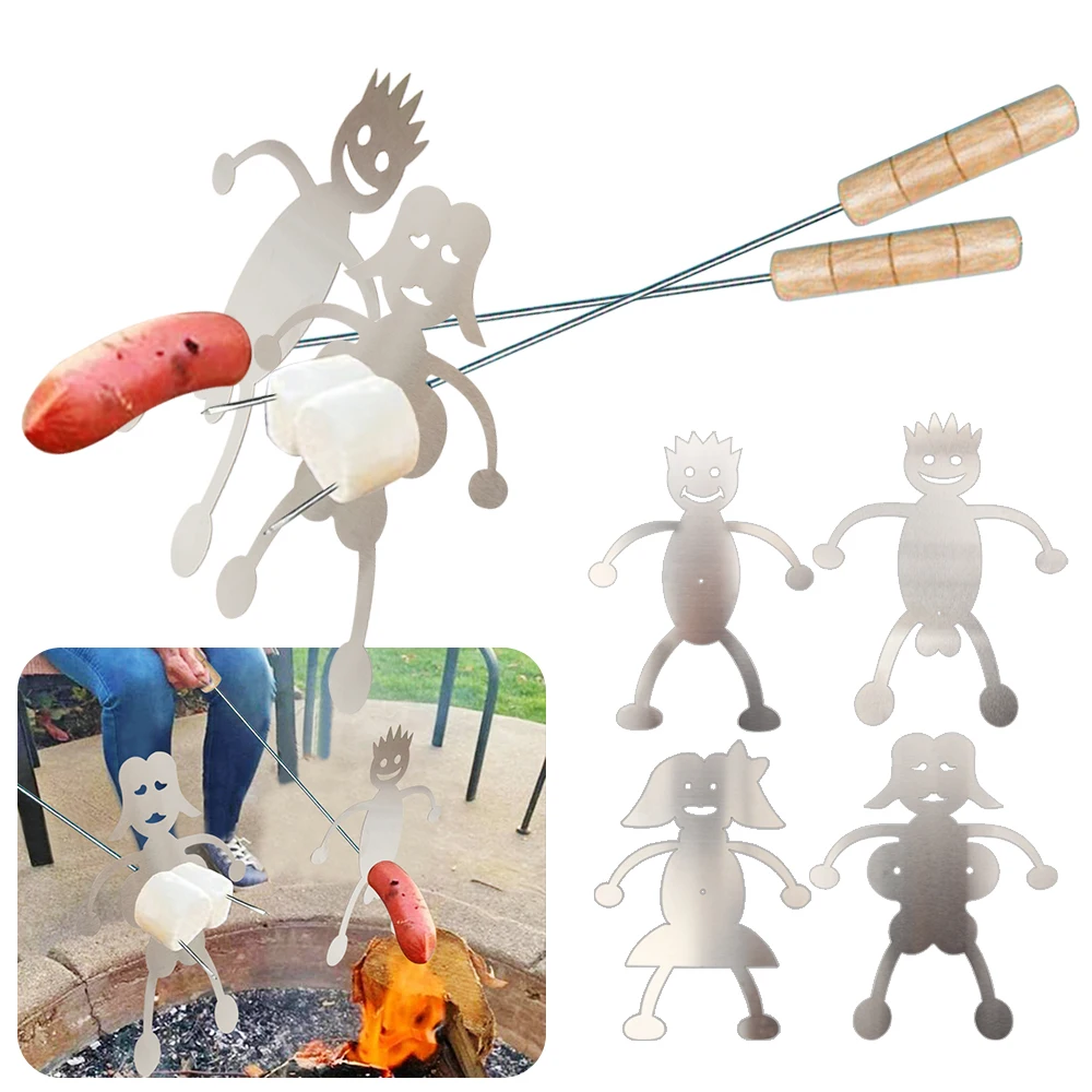 Горячая собака мальчик мужчина и зефир девушка женщина жаровня плита костры