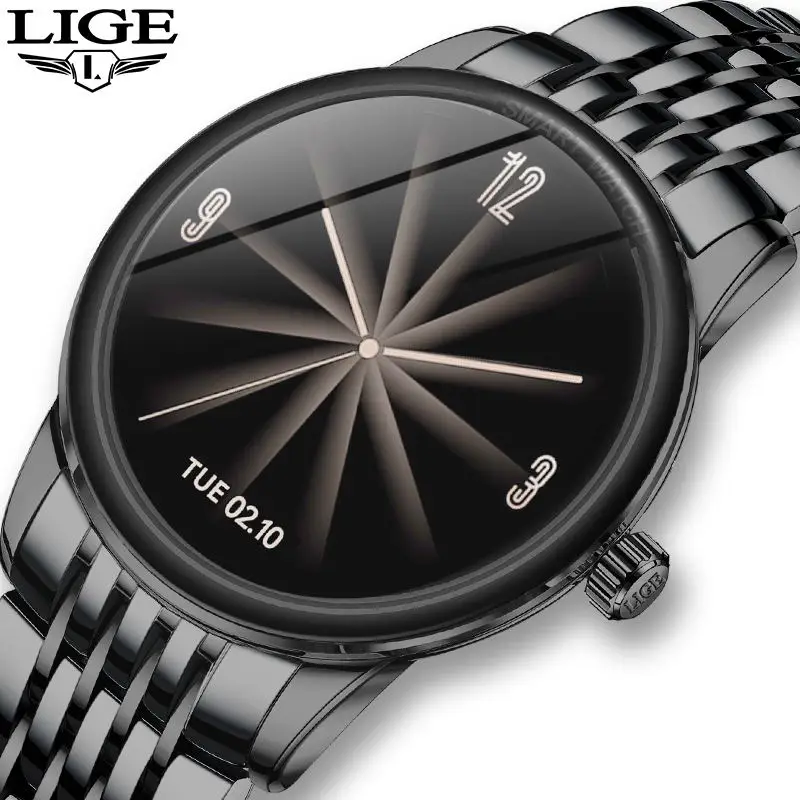 

LIGE Smartwatch Фитнес часы дисплей, измеряющий сердечный ритм в реальном времени крови Давление мониторинг спортивных Водонепроницаемый Смарт-ч...