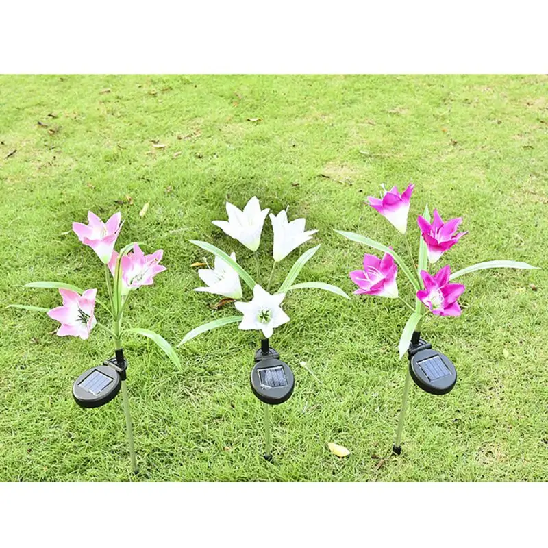 

3Pack Solar Lily Flower Lights Outdoor Multi-Color Changing Stake Decorative Landscape Lawn Yard Patio LED Lily Lights For Gard
