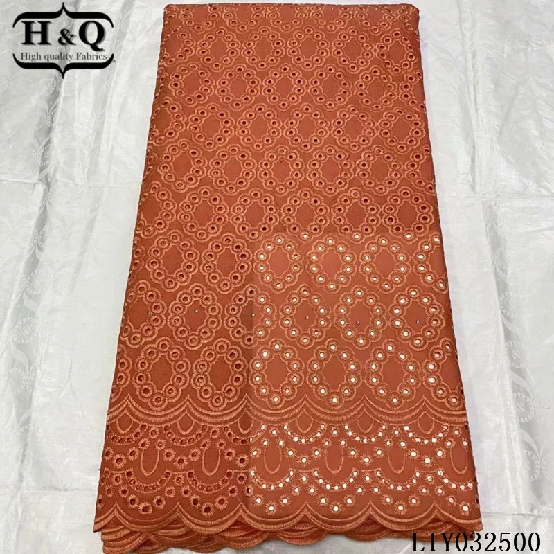 

H&Q swiss voile dry lace in switzerland 100% cotton fabric with stones pure blue french tulle mesh sewing materials for wedding