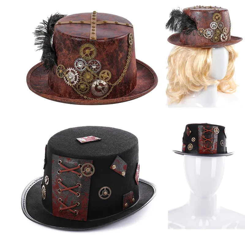 Фетровая шляпа в стиле стимпанк для мужчин и женщин Федора с шипами кожаные