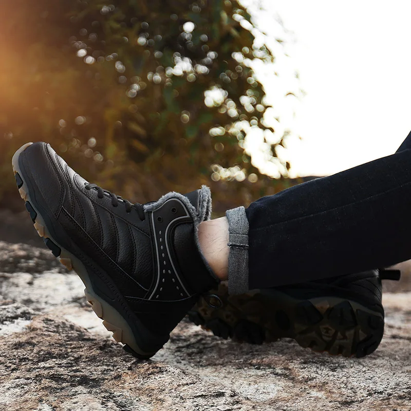 

Men Snow Boots Waterproof 2019 Winter Brand Super Warm Men's Leather Rubber Snow Wool Boots Leisure Outdoor Boots Shoes big size