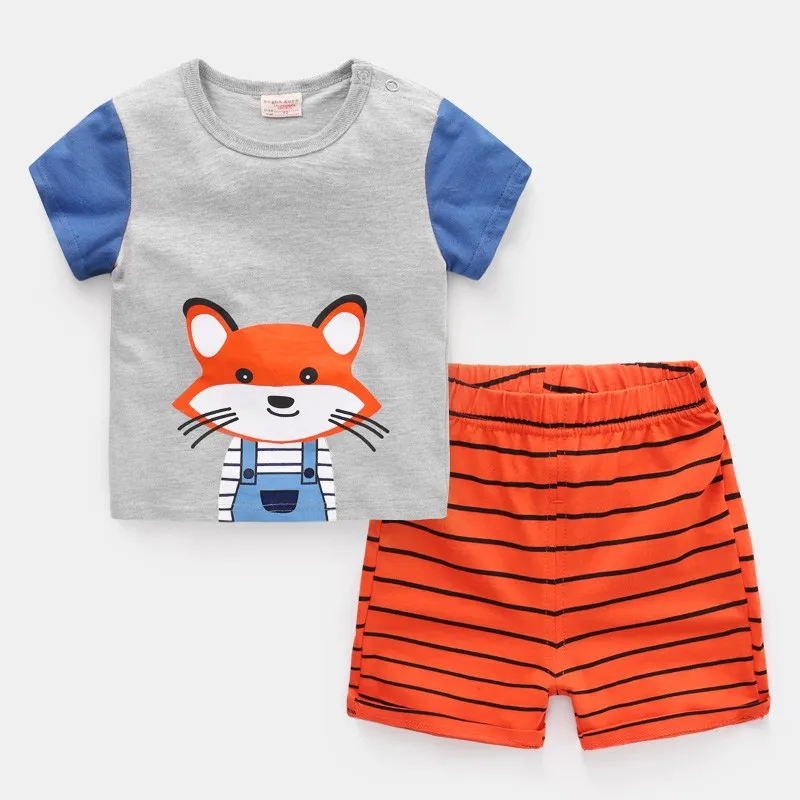 Брендовые хлопковые комплекты для малышей Спортивная футболка мальчиков и шорты
