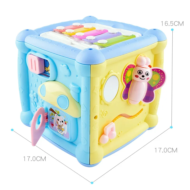 Children Clapping Drum Music Hand Clapping Drum Multi-functional Wisdom Cube Hexahedron Early Education 0-12 Educational Toys