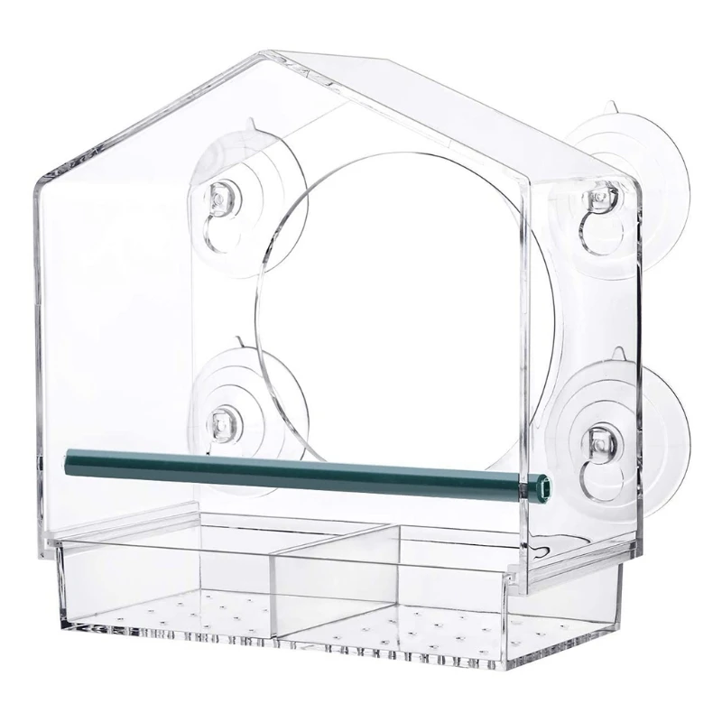 

Clear Acrylic Bird Feeder with Strong Window Suction Cups Removable Seed Tray Large Outdoor Bird Feeder for Wild Birds