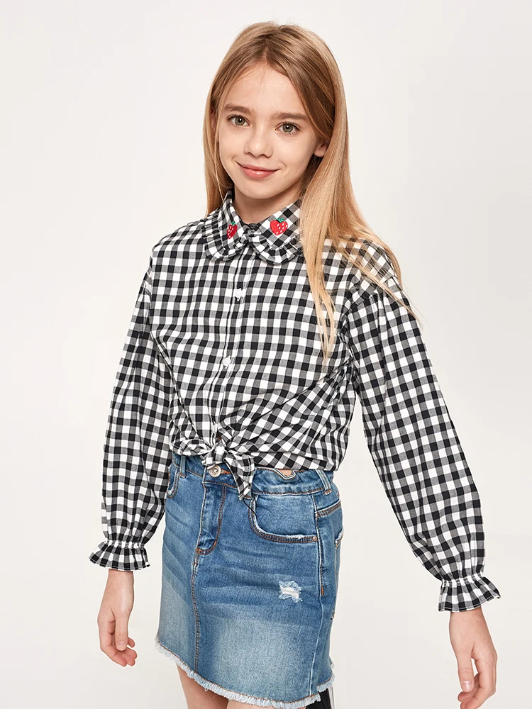 Balabala/Детская рубашка с длинными рукавами для девочек новые хлопковые блузки на