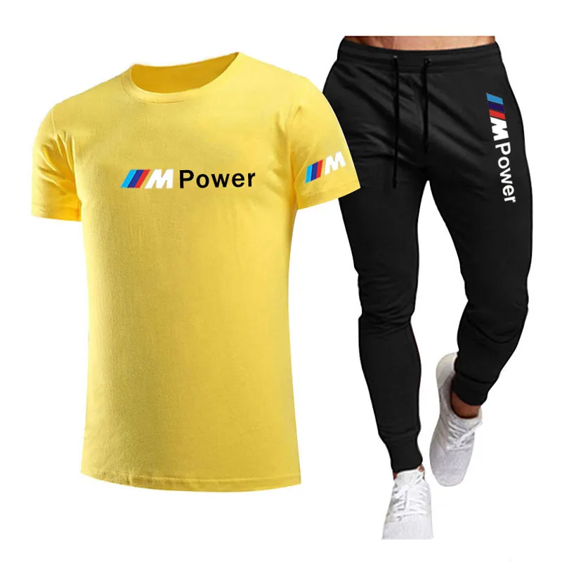 

2021 new BMW LOGO men's short-sleeved T-shirt sweat-absorbent casual sports men's suit motorcycle printing O-neck
