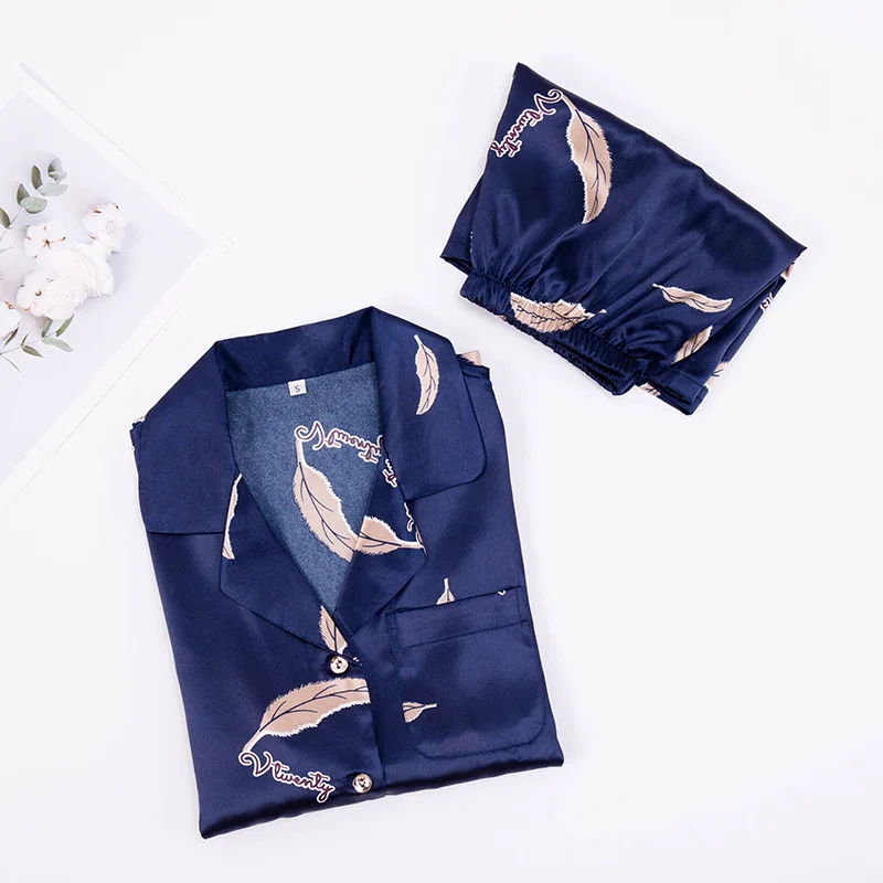 

Pajamas Women's Summer Thin Silk Two Piece Suit Short-Sleeved Shorts Loose Casual Summer Pajamas Can Be Worn outside sleepwear