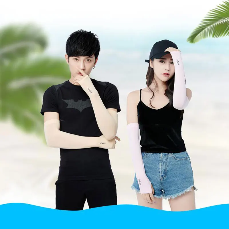 

Long Gloves Sun UV Protection Hand Protector Cover Arm Sleeves Ice Silk Sunscreen Sleeves Outdoor Arm Warmer Half Finger Sleeves