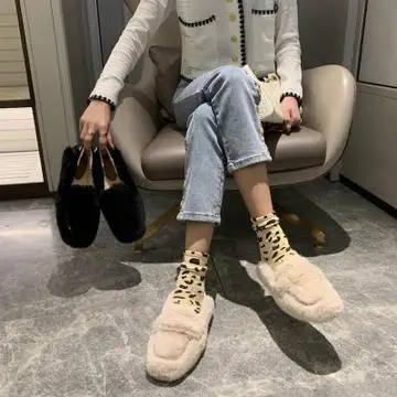 

Slip On Shoes For Women Autumn Casual Female Sneakers Modis Clogs Platform Flats Square Toe Loafers With Fur Slip-on Fall Winter