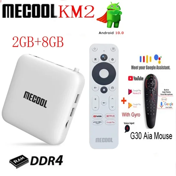 

ТВ-приставка Mecool KM2, Android TV mi Box Amlogic S905X2 2 Гб DDR4 USB3.0 SPDIF 100M LAN WiFi Prime Video HDR 10