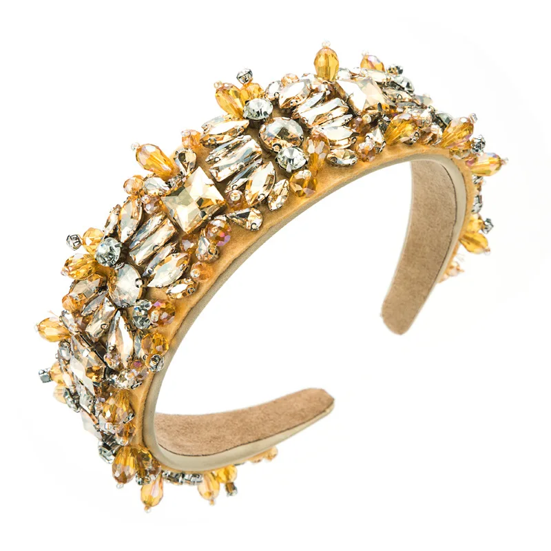 

Baroque Crystal Headbands For Women Diamond Hair Accessories Girl solid color Headband