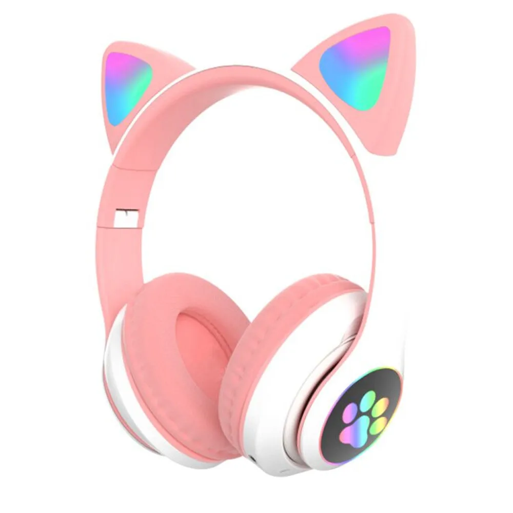 Милый кот гарнитура уши вспышка светильник светодиодный Беспроводной Bluetooth 5 0