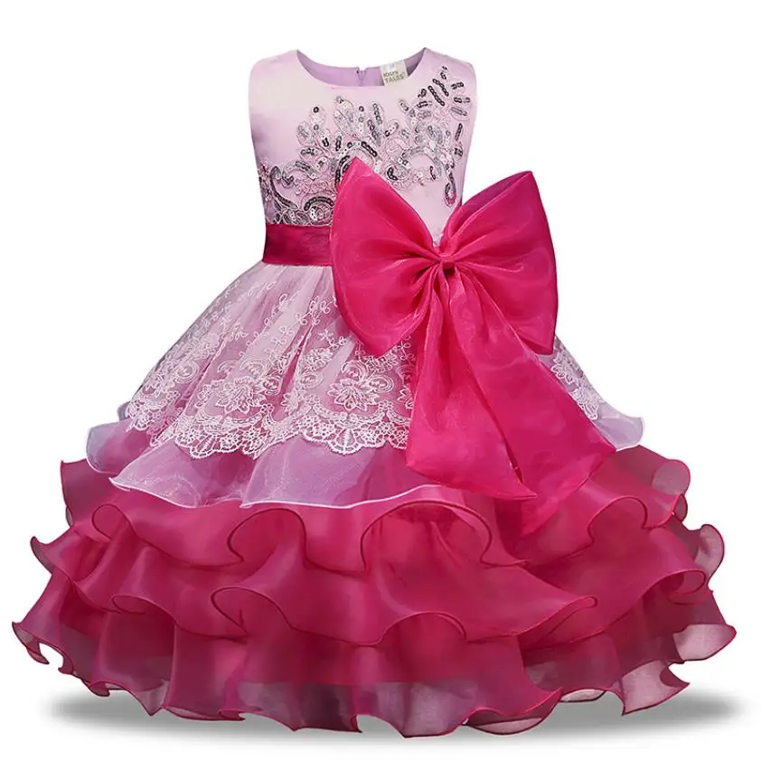 

2021 High quality Baby Kids Prom Gown Designs Dress 3-8 Year Birthday Dresses Sleeveless Four Layer Girl Party Wear Clothes Gir