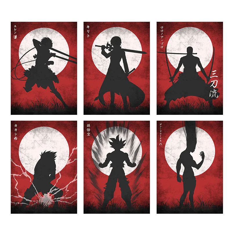 Аниме One Piece Naruto Dragon мяч плакат Luffy Chopper Zoro Gaara Goku Холст Картина роспись Гостиная