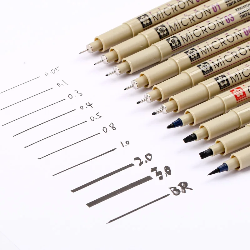 Пигментные маркеры Sakura ручка Pigma micron игла мягкая кисть для рисования водостойкие
