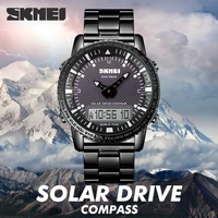 skmei new sport solar charging watch for men compass electronic watches waterproof quartz 5 alarm clock outdoor wristwatches