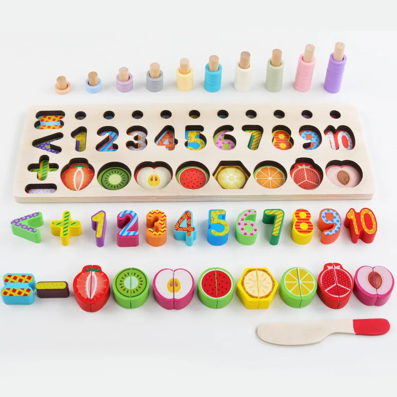 

3D DIY Colorful Wooden Magnetic Fruit Puzzles For Kids Baby Children Montessori Early Learning Toys Cutting Game Busyboard